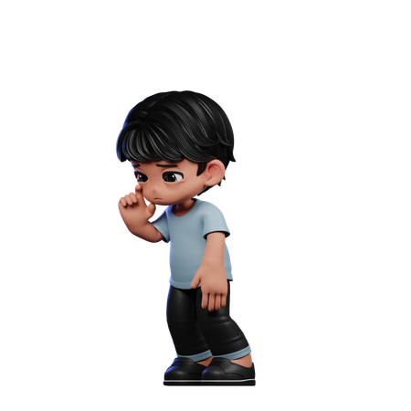 Chico Lindo Dando Pose Triste De Pie  3D Illustration