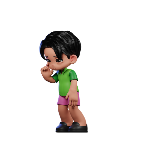 Chico Lindo Dando Pose Triste De Pie  3D Illustration