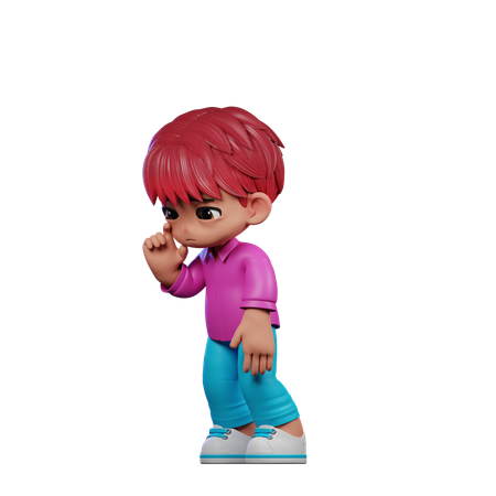 Chico Lindo Dando Pose Triste De Pie  3D Illustration