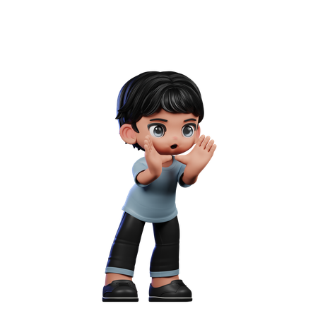 Chico lindo dando pose de gritos  3D Illustration