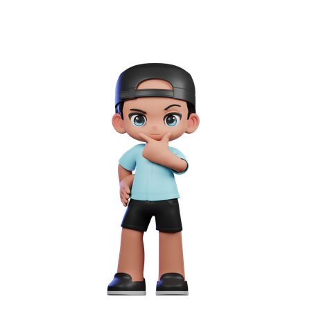 Chico lindo dando pose curiosa  3D Illustration