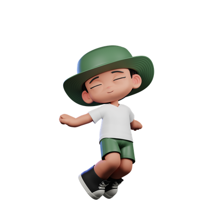 Chico lindo dando pose de aire saltando  3D Icon