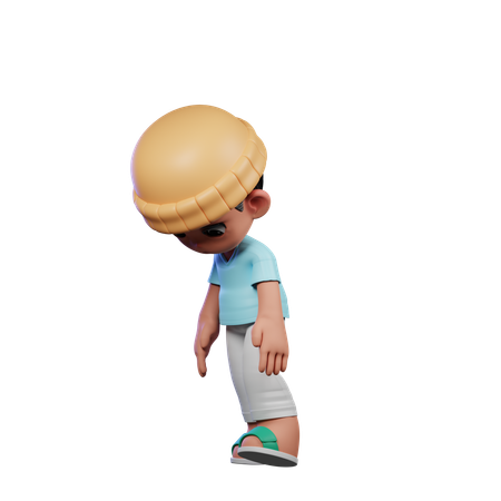 Chico lindo dando pose de paseo cansado  3D Illustration