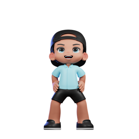 Chico lindo dando pose de risa de pie  3D Illustration