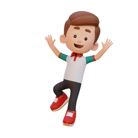 Chico lindo dando pose de salto  3D Icon