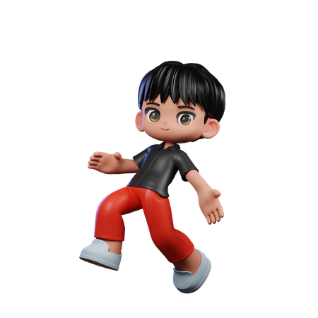 Chico lindo dando pose de salto feliz  3D Icon