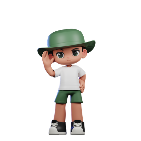 Chico lindo dando pose de saludo  3D Icon