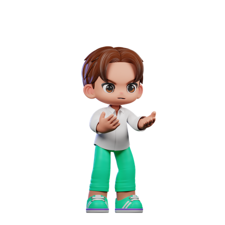 Chico lindo dando pose enojada  3D Illustration