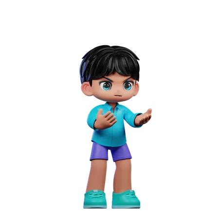 Chico lindo dando pose enojada  3D Illustration