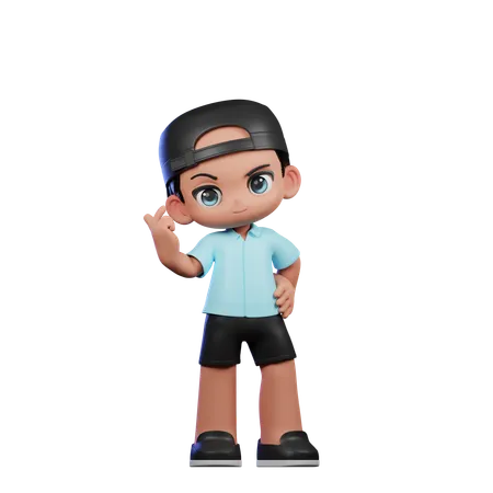 Lindo chico dando pose de signo de amor  3D Illustration