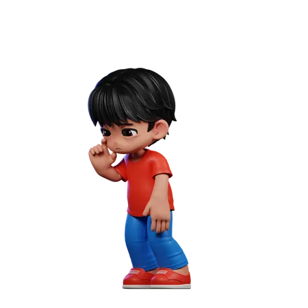 Lindo chico de pie mientras da pose triste  3D Illustration