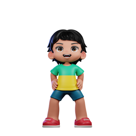 Lindo, niño, posición, risa, postura  3D Illustration