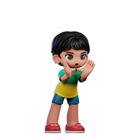 Lindo chico gritando pose  3D Illustration