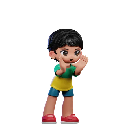 Lindo chico gritando pose  3D Illustration