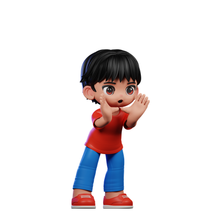Lindo chico gritando pose  3D Illustration
