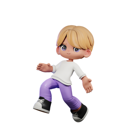 Chico lindo haciendo pose de salto feliz  3D Illustration