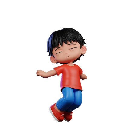 Lindo chico saltando pose de aire  3D Illustration