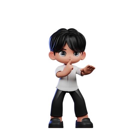 Pose de Shhttt de chico lindo  3D Illustration