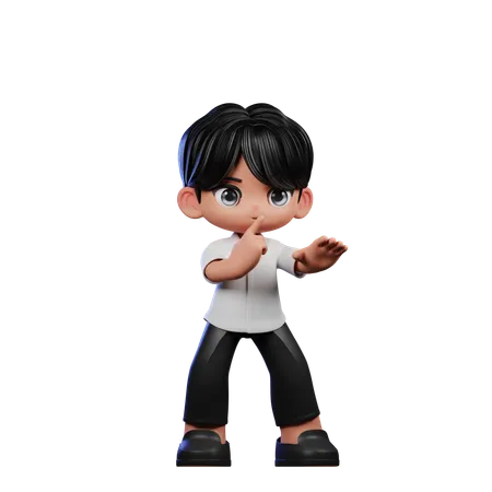 Pose de Shhttt de chico lindo  3D Illustration