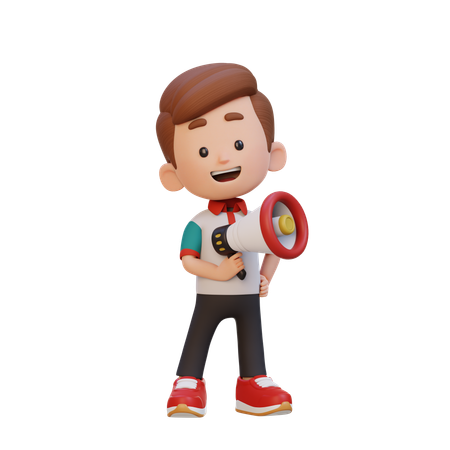 Chico lindo sosteniendo megáfono  3D Icon