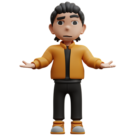 Chico pose gesto no lo sé  3D Icon