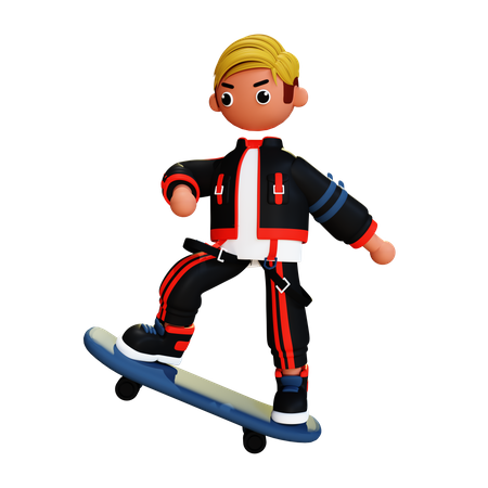 Chico patinando  3D Illustration