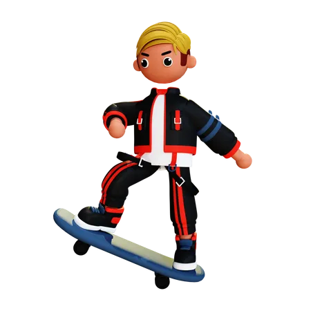 Chico patinando  3D Illustration