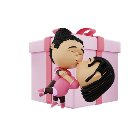 Chico y chica besándose  3D Icon