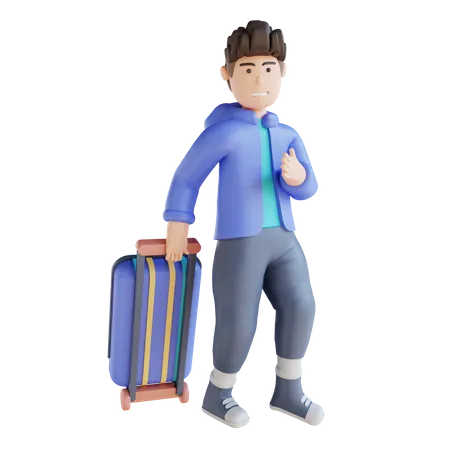 Chico yendo de vacaciones  3D Illustration