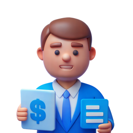 Chief Financial Officer with Financial Statements  3D Icon