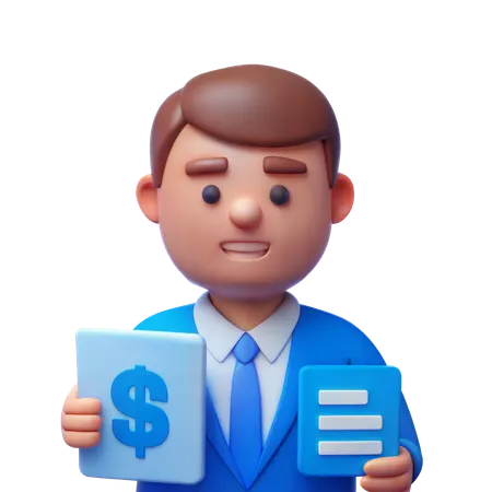 Chief Financial Officer with Financial Statements  3D Icon