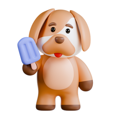 Le chien apporte de la glace  3D Illustration