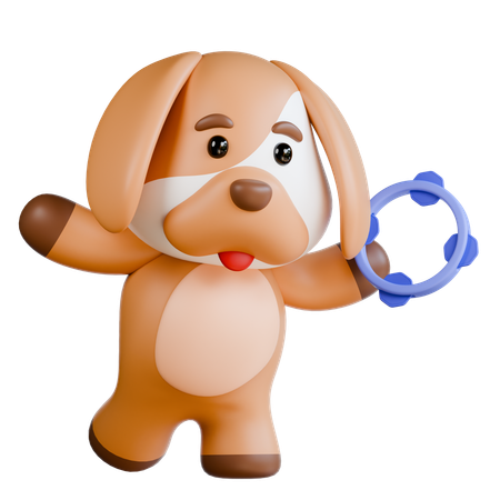 Chien avec tambourin  3D Illustration