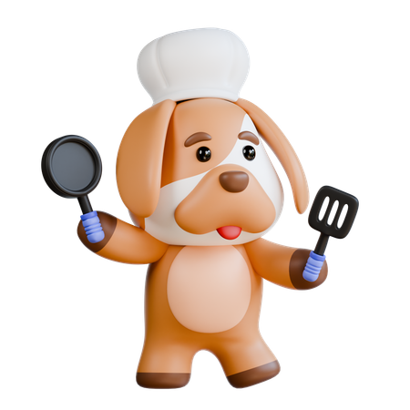 Le chien cuisine  3D Illustration