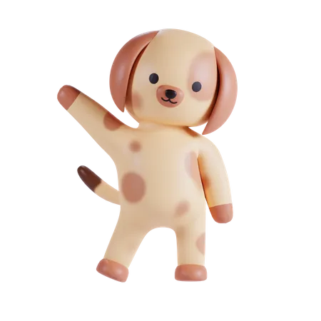 Chien mignon dit bonjour  3D Illustration