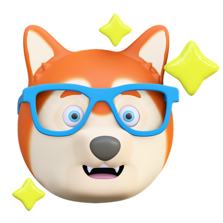 Chien portant des lunettes drôles  3D Emoji