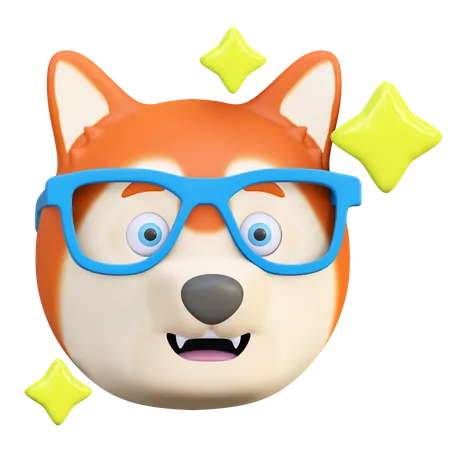 Chien portant des lunettes drôles  3D Emoji