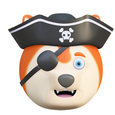 Chien portant un chapeau de pirate  3D Emoji