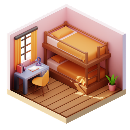 Child Bed Room 3D Icon