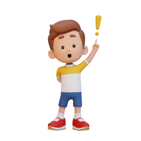 Child Boy Getting Idea  3D Icon