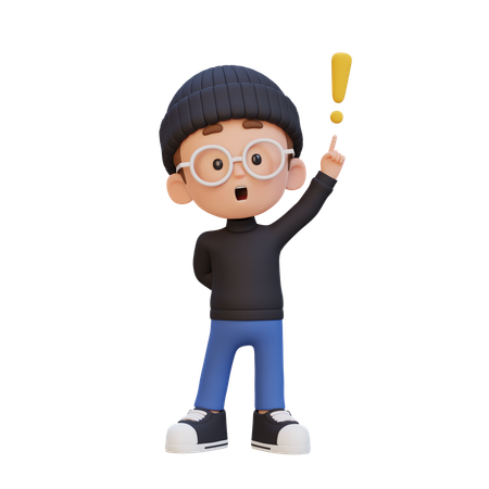 Child Boy Getting Idea  3D Icon