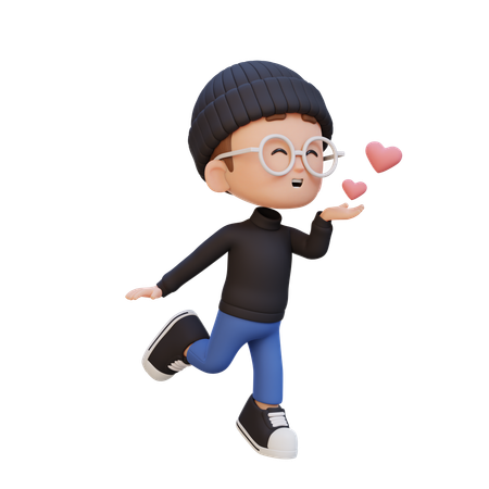 Child Boy Giving Love  3D Icon