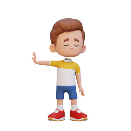 Child Boy Giving Rejection Pose  3D Icon