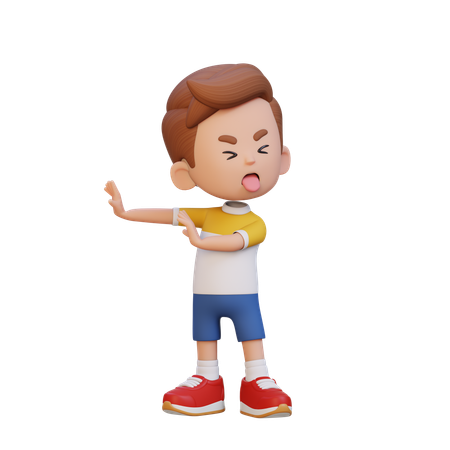 Child Boy Giving Rejection Pose  3D Icon