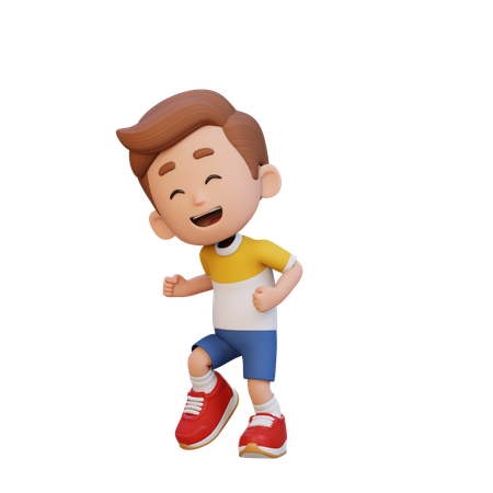Child Boy Happy And Dancing 3D Illustration