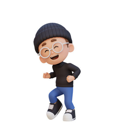 Child Boy Happy And Dancing  3D Illustration