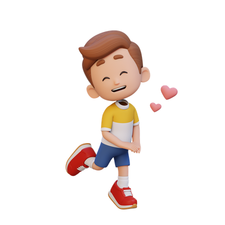 Child Boy In Love  3D Illustration