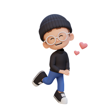 Child Boy In Love  3D Illustration