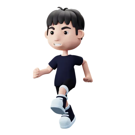 Child Boy running  3D Illustration