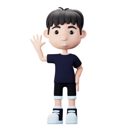 Child Boy say hallo  3D Illustration